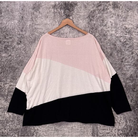 Planet Lauren G Top OS Womens Color Block Knit Long Sleeve Tunic - Picture 3 of 8